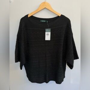 Lauren Ralph Lauren Black Cropped Short Sleeve Sweater Sz S NWT Classiccore
